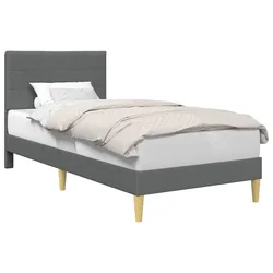 Vidaxl Konstrukcija postelje z vzglavjem Temno siva 90 x 200 cm Blago