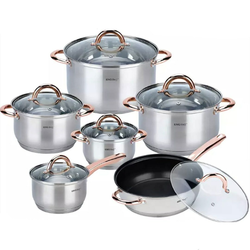 Shumee JEKLENI LONČKI 12 ELEMENT KINGHOFF ROSEGOLD KH-1765, (21385482)