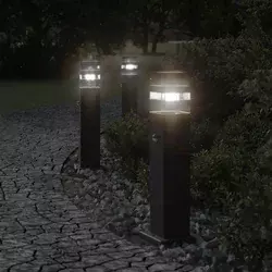 Vanjske podne svjetiljke s senzorima 3kom crne 50cm aluminijske