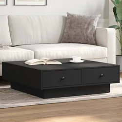 Stolić za kavu crni 90 x 90 x 28 cm od konstruiranog drva