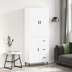 Visoka komoda bijela 69,5x34x180 cm konstruirano drvo