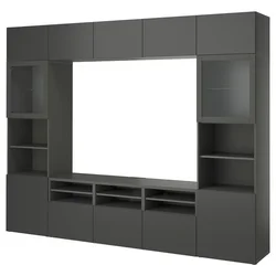 BESTA TV komb.odlaganje/staklena vrata, tamnosiva Lappviken/Sindvik tamnosiva, 300x42x231 cm