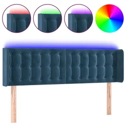 Vidaxl LED posteljno vzglavje temno modro 147x16x78/88 cm žamet
