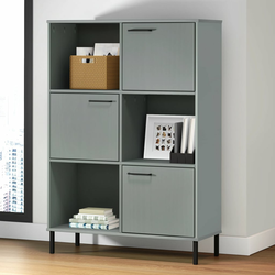 Regal za knjige sivi 90 x 35 x 128,5 cm od masivnog drva OSLO