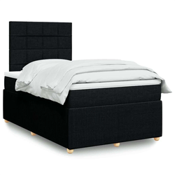 Vidaxl Box spring postelja z vzmetnico črna 120x190 cm blago