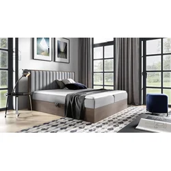 Boxspring postelja Wood 4 - 140x200 cm - temni hrast