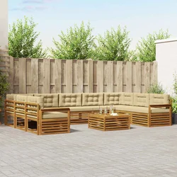 Set vanjskih sofa 10 pcs Prirodna i bež Čvrsto drvo akacije