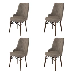 Hanah Home Set 4 trpezarijske stolice Pare Kapućino-Braon