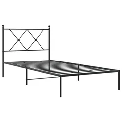 Vidaxl Kovinski posteljni okvir z vzglavjem črn 90x190 cm