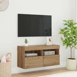 TV zidni ormar s LED svjetlima Umjetnički hrast 80 x 30 x 40 cm