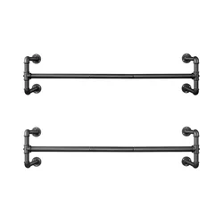 Set od 2 zidne vješalice za odjeću LINEA, crne