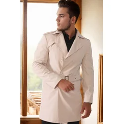 PLT8321 DEWBERRY MENS OVERCOAT-PLAIN BEIGE