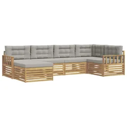 Set vanjskih sofa 6 pcs Bijela i svjetlosiva Poliester