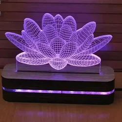 3D dekorativna lampa B006 hladno bela BLACK CUT
