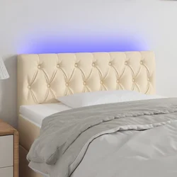 Vidaxl vidaXL Vzglavje postelje z LED zaslonom, kremno, 90x7x78/88 cm, blago