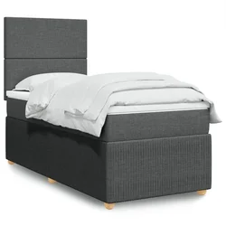 Vidaxl Box spring postelja z vzmetnico temno siva 90x190 cm blago