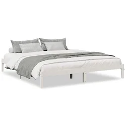 Daljši posteljni okvir brez vzmetnice bel 180x210 cm borovina