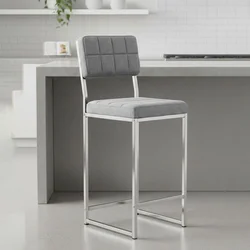 Hanah Home barska stolica Retro 66, siva tkanina od poliestera i lana