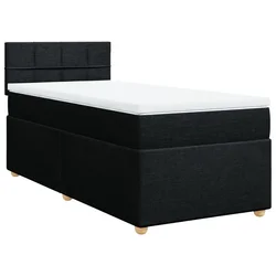 Vidaxl Box spring postelja z vzmetnico črna 100x200 cm blago