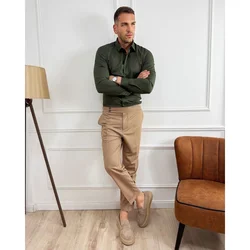 Muška slim fit maslinasta košulja