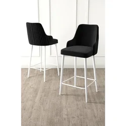 Hanah Home set od 4 barskih stolica Tera, crna tkanina Babyface, bele metalne noge