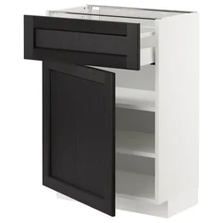 METOD / MAXIMERA Podni element s fiokom/vratima, bela/Lerhyttan crno bajcovano, 60x37 cm