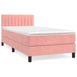 Vidaxl Box spring postelja z vzmetnico roza 90x200 cm žamet