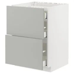 METOD / MAXIMERA Pod.elem.grej.ploča/2front/3fiok, bela/Havstorp svetlosiva, 60x60 cm