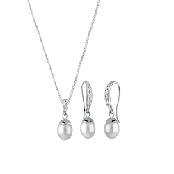 ELLI Set nakita srebrna/biserno bela