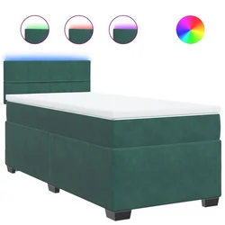 Vidaxl Box spring postelja z vzmetnico temno zelen 90x190 cm žamet