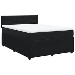 Vidaxl Box spring posteljni z vzmetnico črn 140x190 cm žamet
