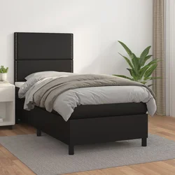 Krevet s oprugama i madracem crni 100x200 cm od umjetne kože