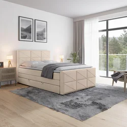 Livetastic BOXSPRING POSTELJA 140 cm  x 200 cm , les, kovina, umetna masa, tekstil bež