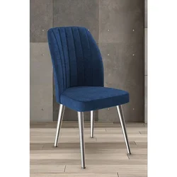 Hanah Home set trpezarijskih stolica Platinum 8 kom, teget tkanina Jerry, hromirane metalne noge