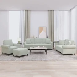 4-dijelni set sofa s jastucima svjetlosivi baršunasti