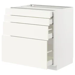 METOD / MAXIMERA Podni element 4 fronta/4 fioke, bela/Vallstena bela, 80x60 cm