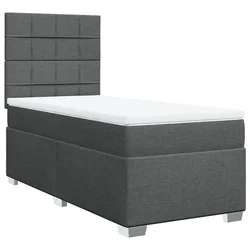 Vidaxl Box spring postelja z vzmetnico temno siva 100x200 cm blago