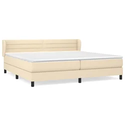 Vidaxl Box spring postelja z vzmetnico krem 200x200 cm blago