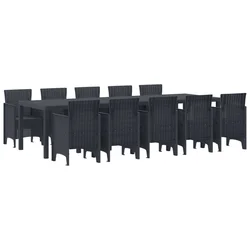 Vidaxl Komplet za jedilnico v vrtu 11 pcs Antracit Plastika
