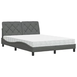 Vidaxl Postelja z vzmetnico temno siva 120x200 cm blago