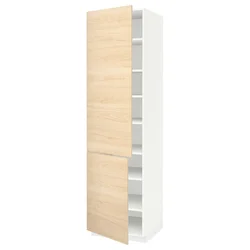 METOD Visoki element s policama/2 vrata, bela/Askersund im. svetlog jasena, 60x60x220 cm