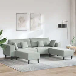 Sofa 3 pcs Svijetlo siva 250 x 188 x 76 cm Baršun
