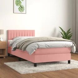 Vidaxl Box spring postelja z vzmetnico roza 100x200 cm žamet