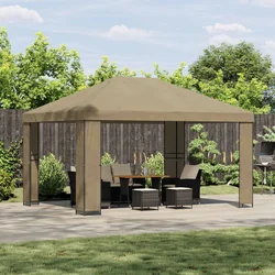Gazebo 4 × 3 m Bež Poliester i čelik 190 gsm