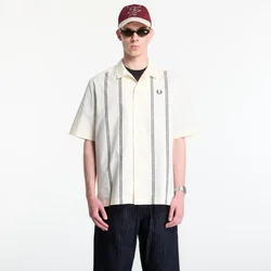Srajca Fred Perry Placement Print Revere Shirt Ecru L