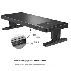 Luwei Postolje za monitor sa USB portom, 54.5x20x10.2 cm, Crno