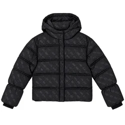 Guess PADDED HOODED LS JACKET W/ZIP Črna