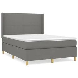 Vidaxl Box spring posteljni z vzmetnico temno siv 140x190 cm blago