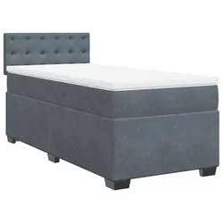 Vidaxl Box spring postelja z vzmetnico temno siv 90x190 cm žamet