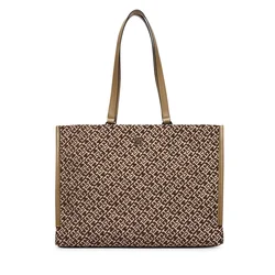Ročna torba Tommy Hilfiger Th Jacquard Tote AW0AW19009 Rjava